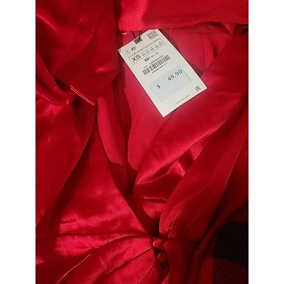 ZARA WOMAN'S SHORT MINI DRESS Satin Wrap Intense RED SIZE Xs 2808 845 19"ptp - Picture 2 of 6